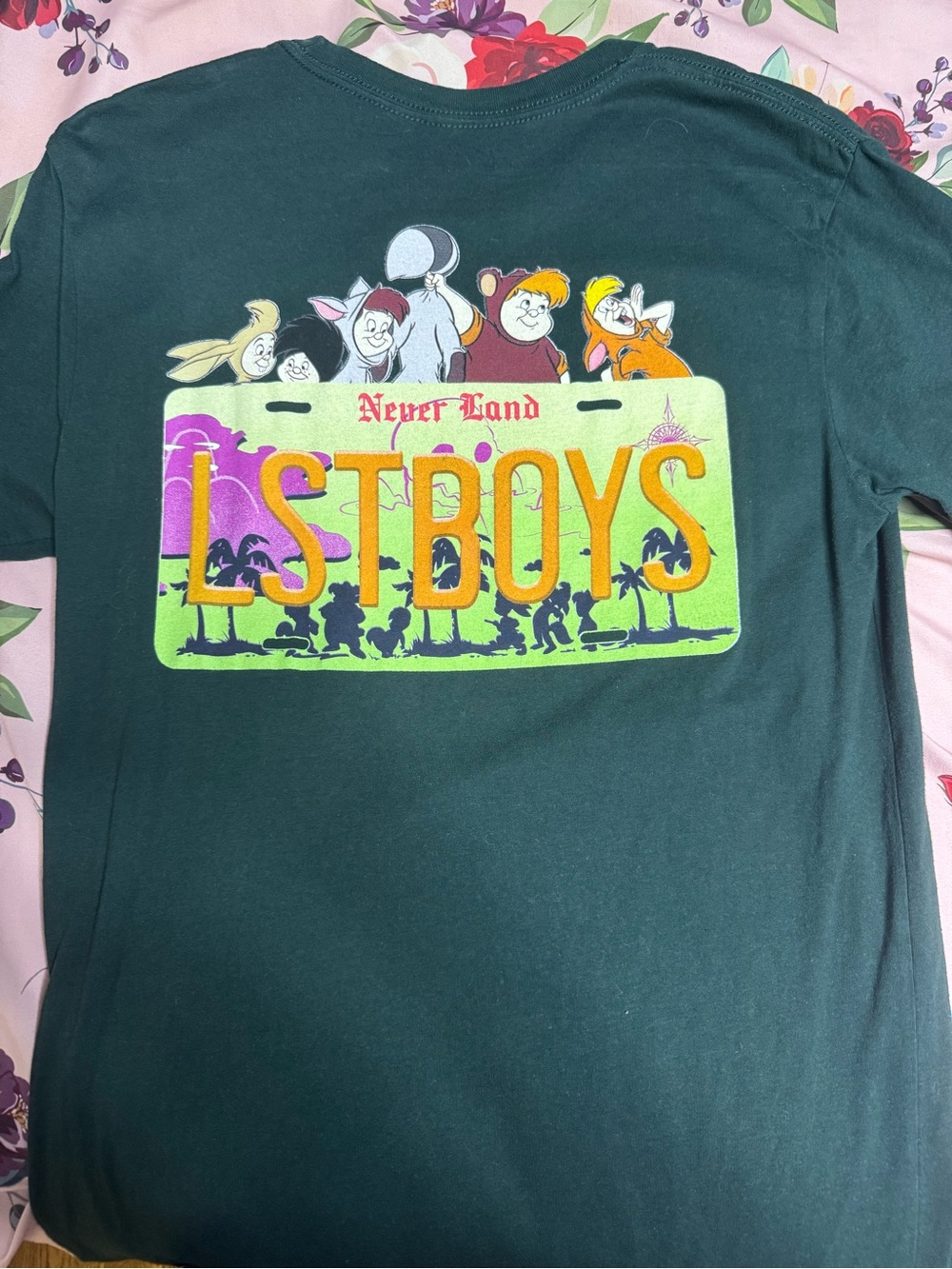 Disney Never Land Lost Boys Graphic Tee - Dark Green with Multicolor Print